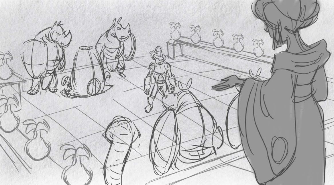 A sketch of an art with different characters of a cartoon